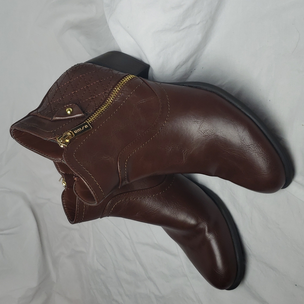 "Unisa" brown gold zip bootie - Picture 2 of 12